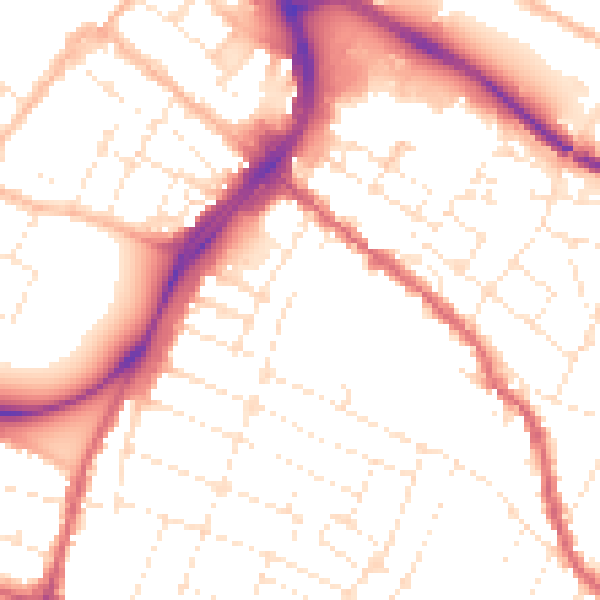 Daytime road noise heatmap for GL1 4EP