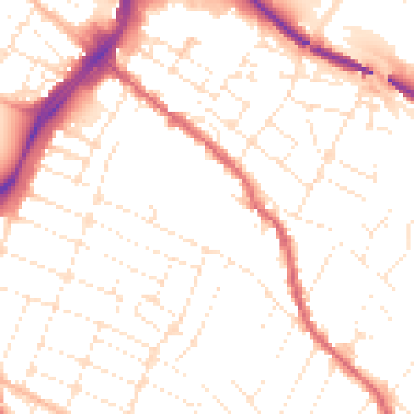 Daytime road noise heatmap for GL1 4HG