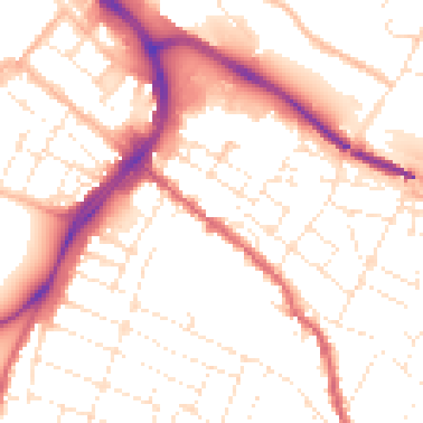 Daytime road noise heatmap for GL1 4HT