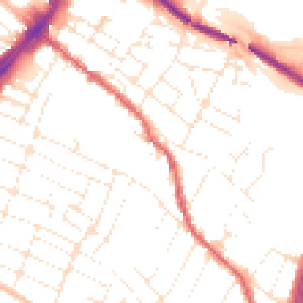 Daytime road noise heatmap for GL1 4JP