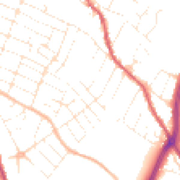 Daytime road noise heatmap for GL1 4NL