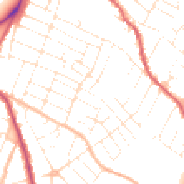 Daytime road noise heatmap for GL1 4NT