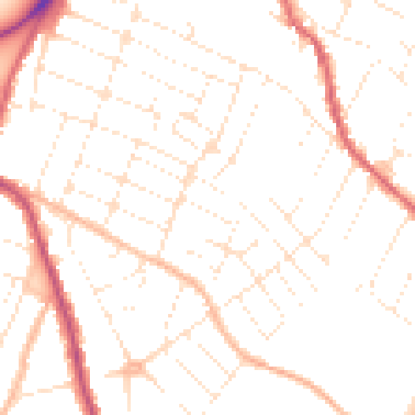 Daytime road noise heatmap for GL1 4NX