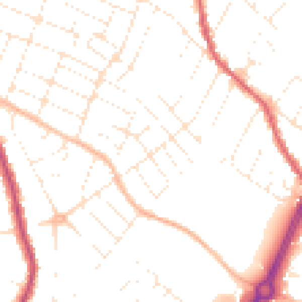 Daytime road noise heatmap for GL1 4PJ