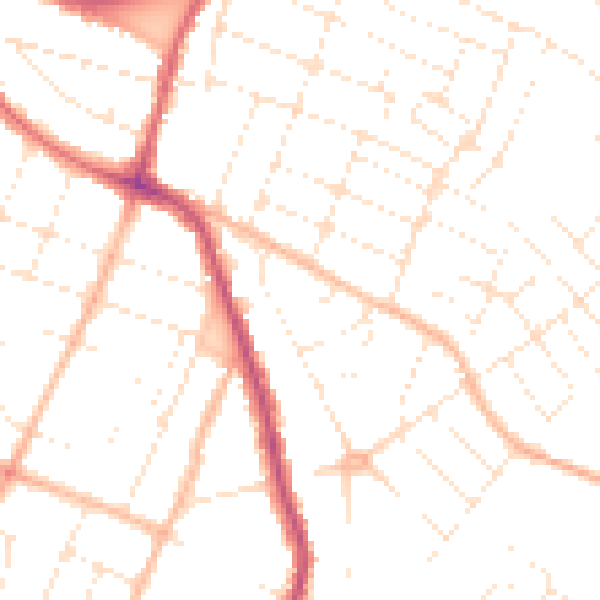 Daytime road noise heatmap for GL1 4QD