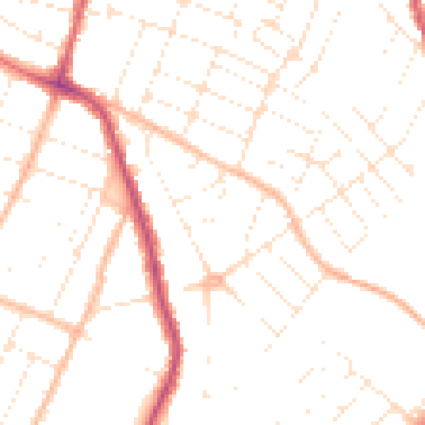 Daytime road noise heatmap for GL1 4QJ