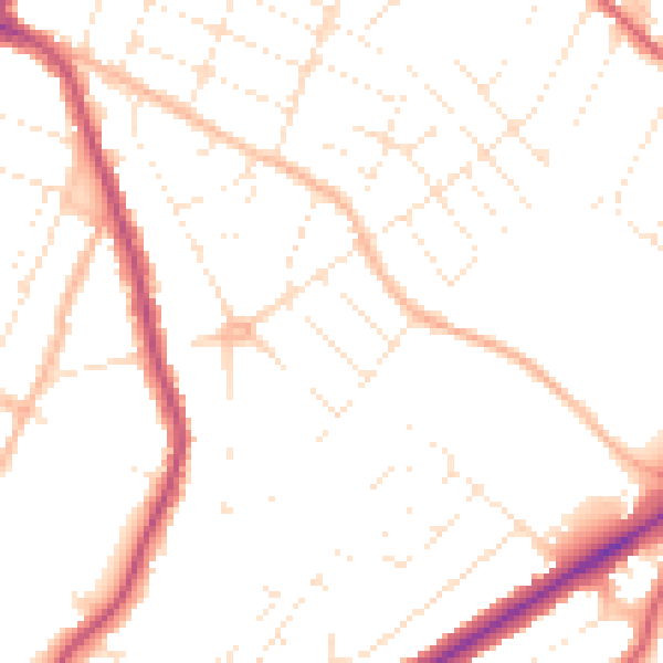Daytime road noise heatmap for GL1 4RN