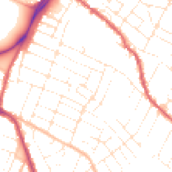 Daytime road noise heatmap for GL1 4ST