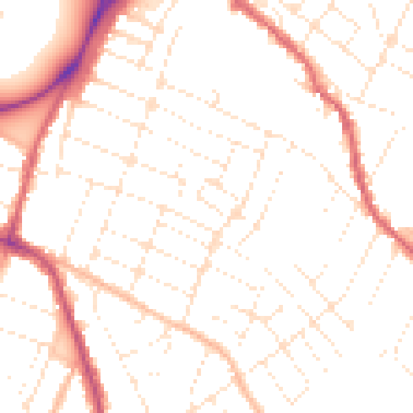 Daytime road noise heatmap for GL1 4SX