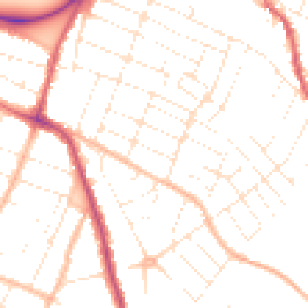 Daytime road noise heatmap for GL1 4TG