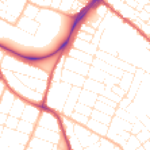 Daytime road noise heatmap for GL1 4UP