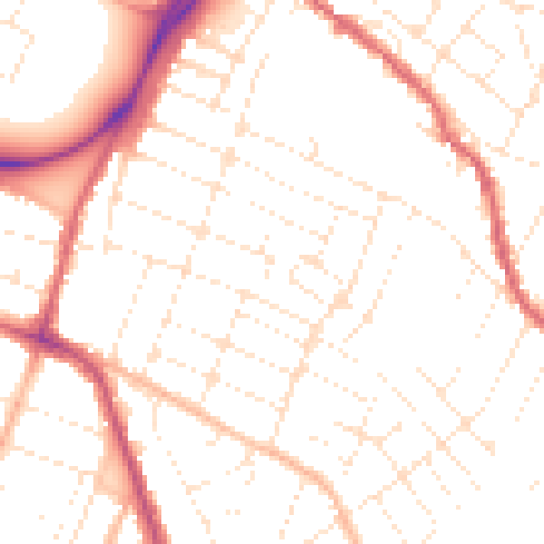 Daytime road noise heatmap for GL1 4UY