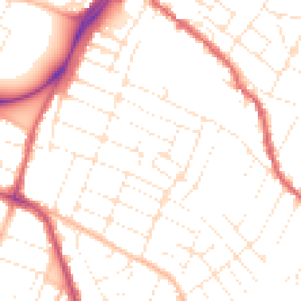 Daytime road noise heatmap for GL1 4UZ