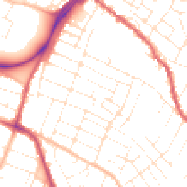 Daytime road noise heatmap for GL1 4XA