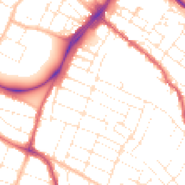 Daytime road noise heatmap for GL1 4XH