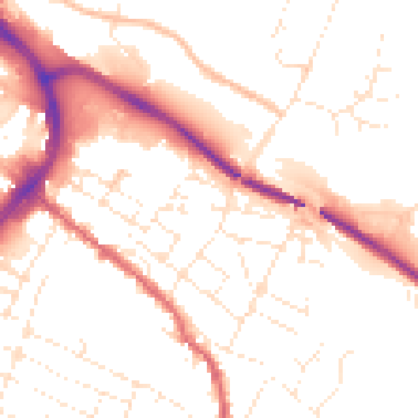 Daytime road noise heatmap for GL1 4XR