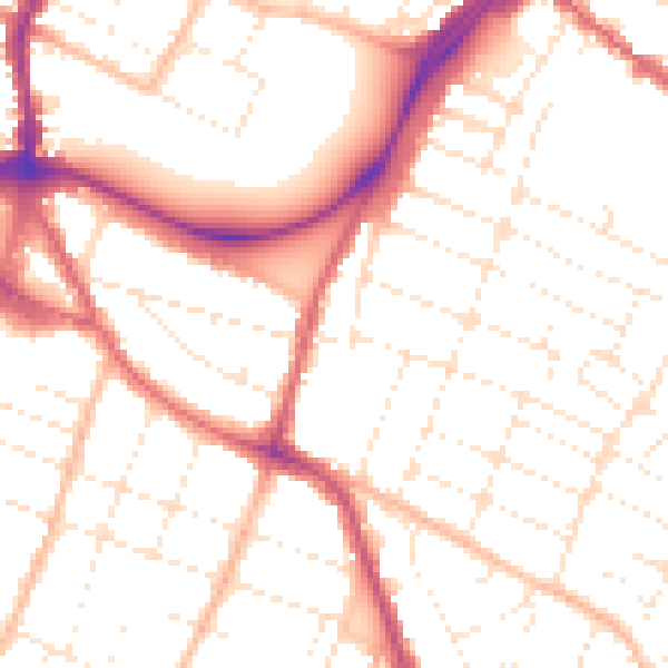 Daytime road noise heatmap for GL1 5AW