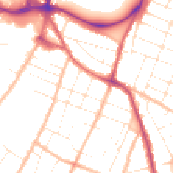 Daytime road noise heatmap for GL1 5BY
