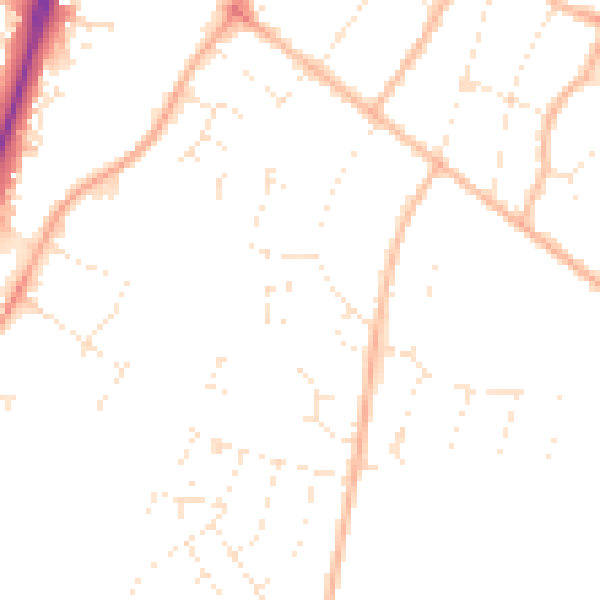 Daytime road noise heatmap for GL1 5DN