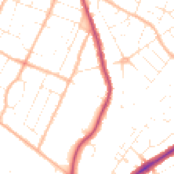 Daytime road noise heatmap for GL1 5DU
