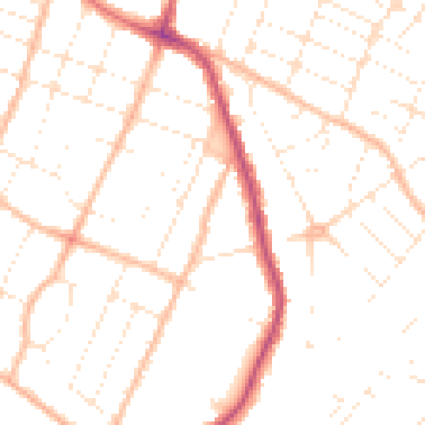 Daytime road noise heatmap for GL1 5DZ