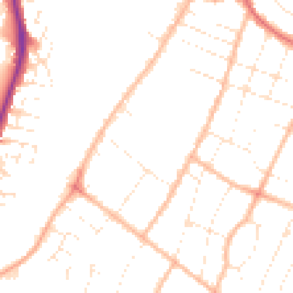 Daytime road noise heatmap for GL1 5HQ