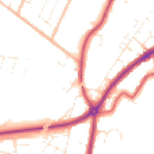 Daytime road noise heatmap for GL1 5LQ
