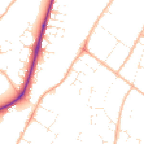 Daytime road noise heatmap for GL1 5NY