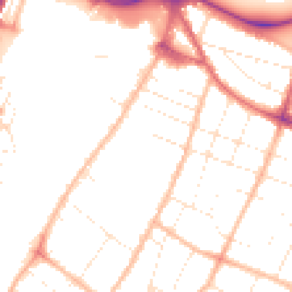 Daytime road noise heatmap for GL1 5PZ