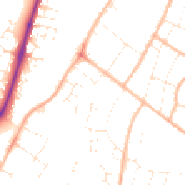 Daytime road noise heatmap for GL1 5RA