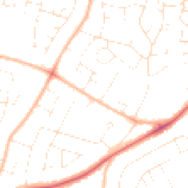 Daytime road noise heatmap for GL2 0AE