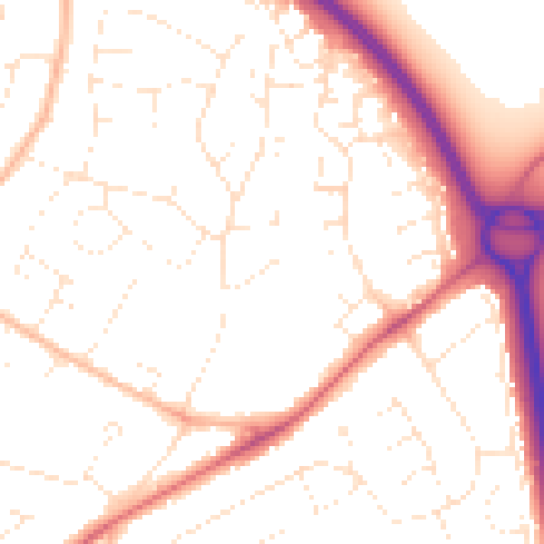 Daytime road noise heatmap for GL2 0AG