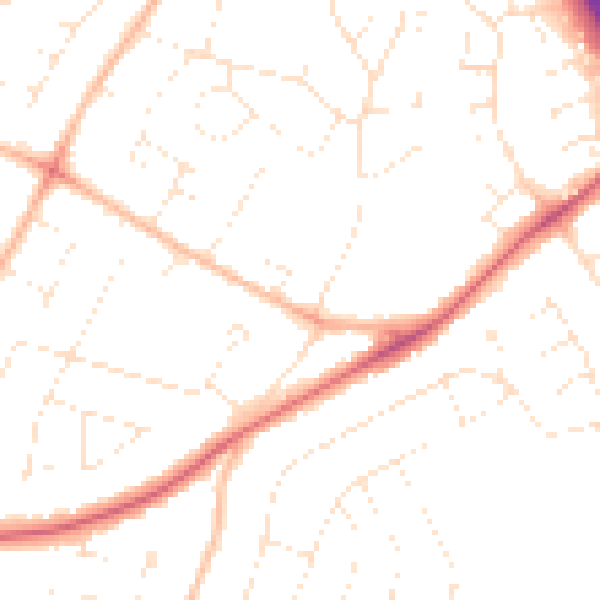 Daytime road noise heatmap for GL2 0AQ