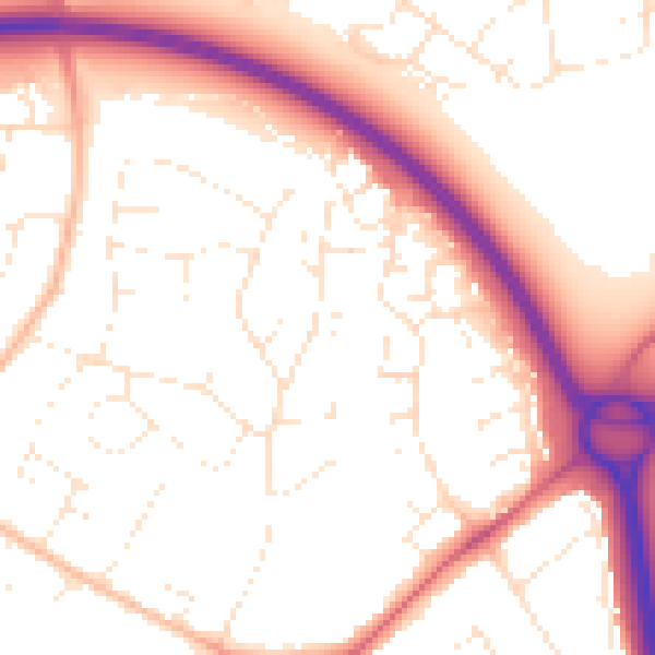 Daytime road noise heatmap for GL2 0AR