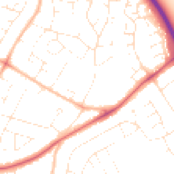 Daytime road noise heatmap for GL2 0AZ