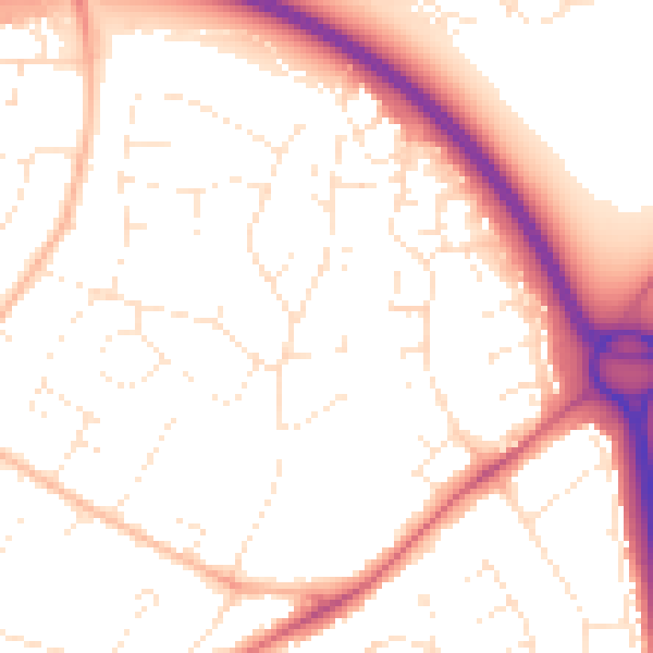 Daytime road noise heatmap for GL2 0BB