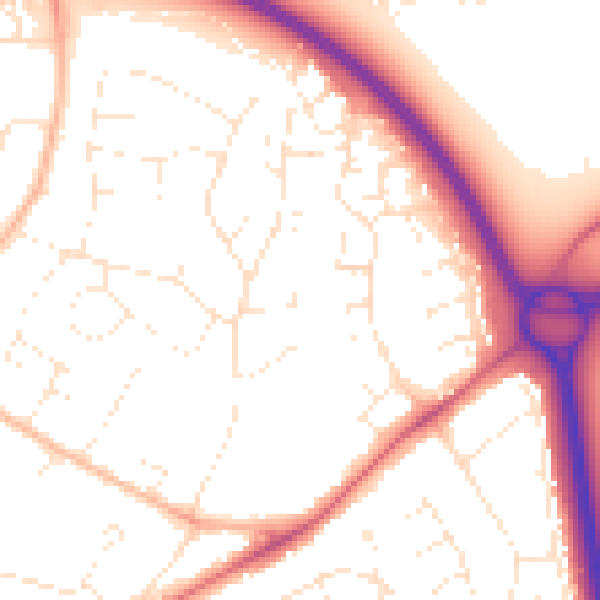Daytime road noise heatmap for GL2 0BD