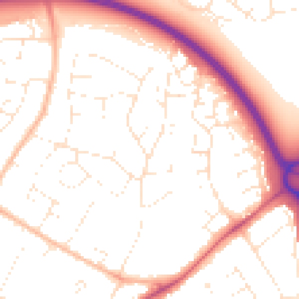 Daytime road noise heatmap for GL2 0BE