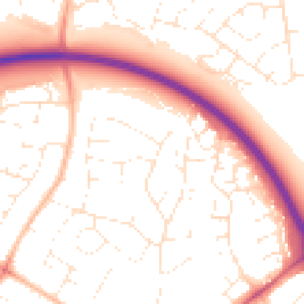 Daytime road noise heatmap for GL2 0BH
