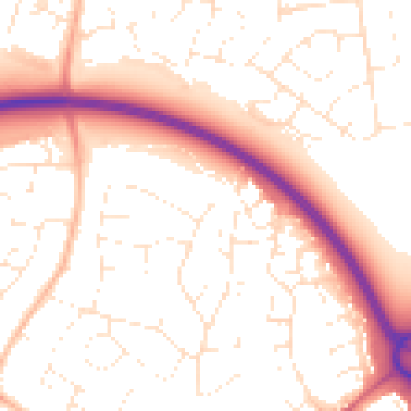 Daytime road noise heatmap for GL2 0BJ