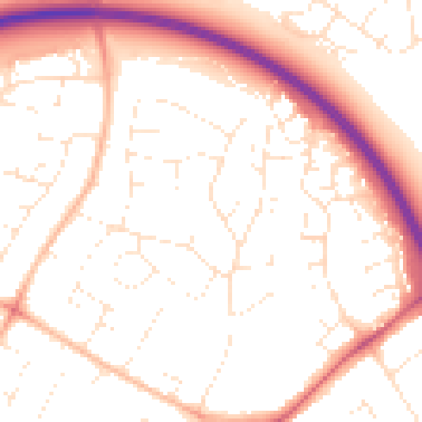 Daytime road noise heatmap for GL2 0BQ