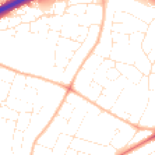 Daytime road noise heatmap for GL2 0DA