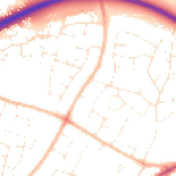 Daytime road noise heatmap for GL2 0DB
