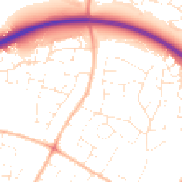 Daytime road noise heatmap for GL2 0DE
