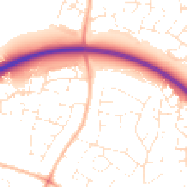 Daytime road noise heatmap for GL2 0DF