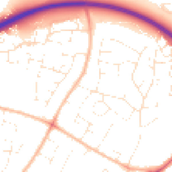 Daytime road noise heatmap for GL2 0DJ