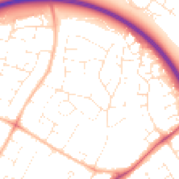 Daytime road noise heatmap for GL2 0DR