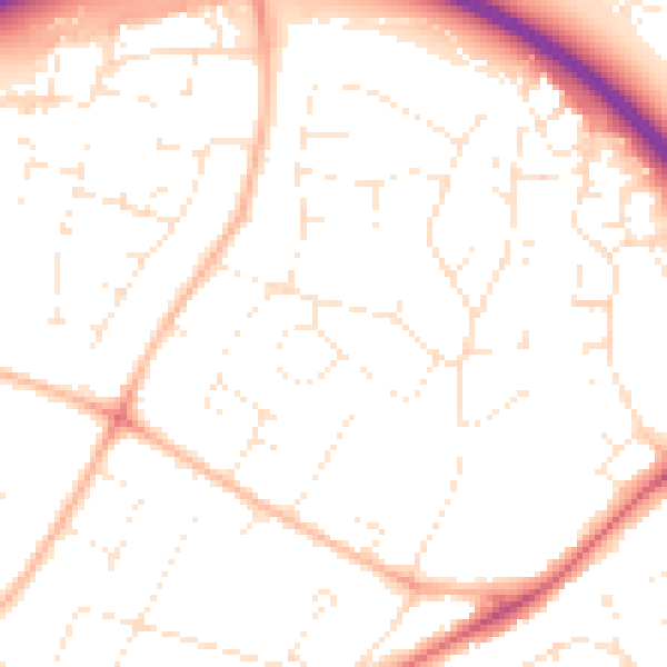 Daytime road noise heatmap for GL2 0DS