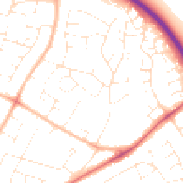 Daytime road noise heatmap for GL2 0DT