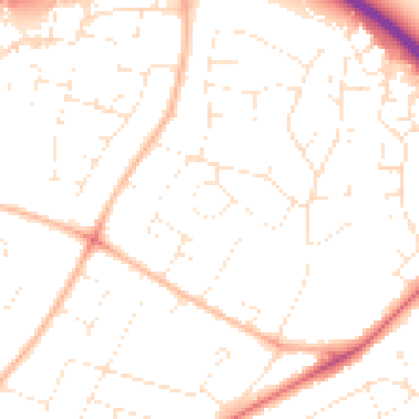Daytime road noise heatmap for GL2 0DU